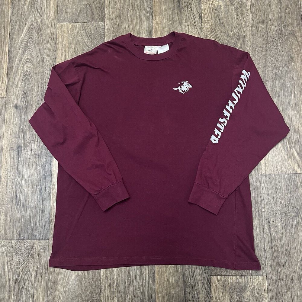 Y2K Winchester 1866 Long Sleeve T-Shirt Men's Large Maroon Western Hunting - Picture 2 of 10